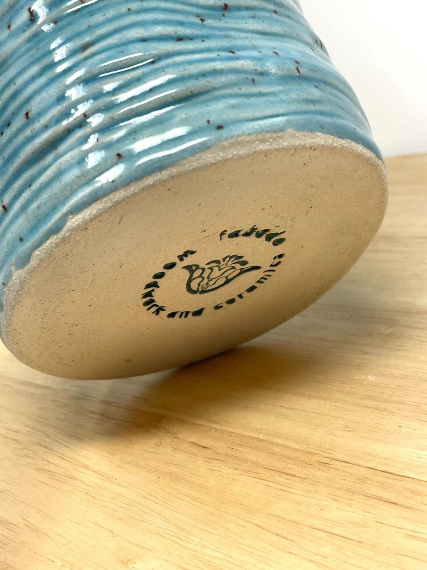 Speckled Turquoise Coiled Vase, Tall (22.5cm) — in use