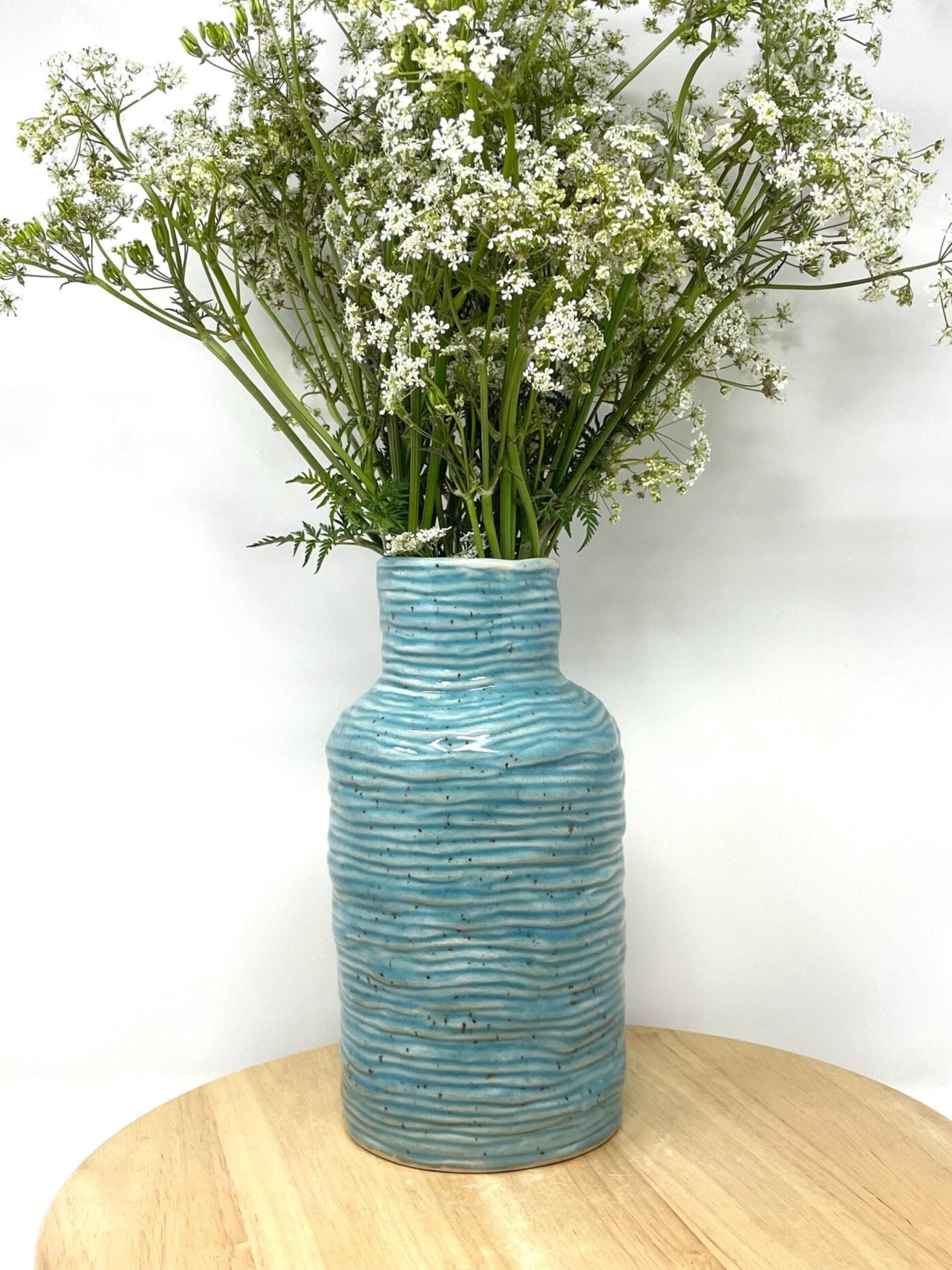 Speckled Turquoise Coiled Vase, Tall (22.5cm) — detail view