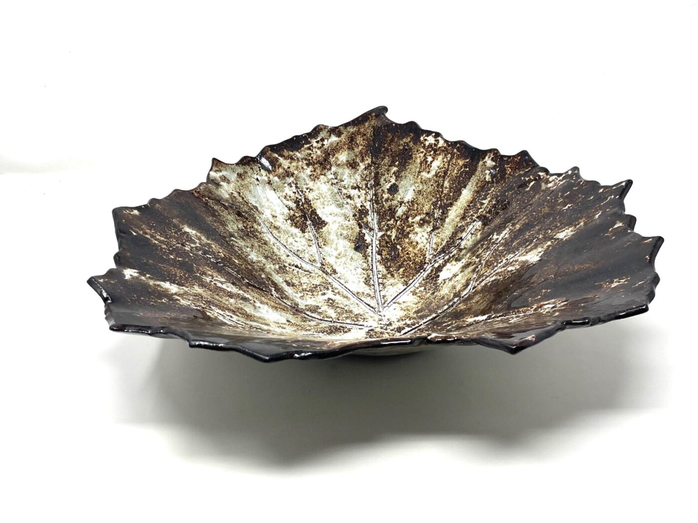 Pressed Leaf Terracotta Bowl — close-up