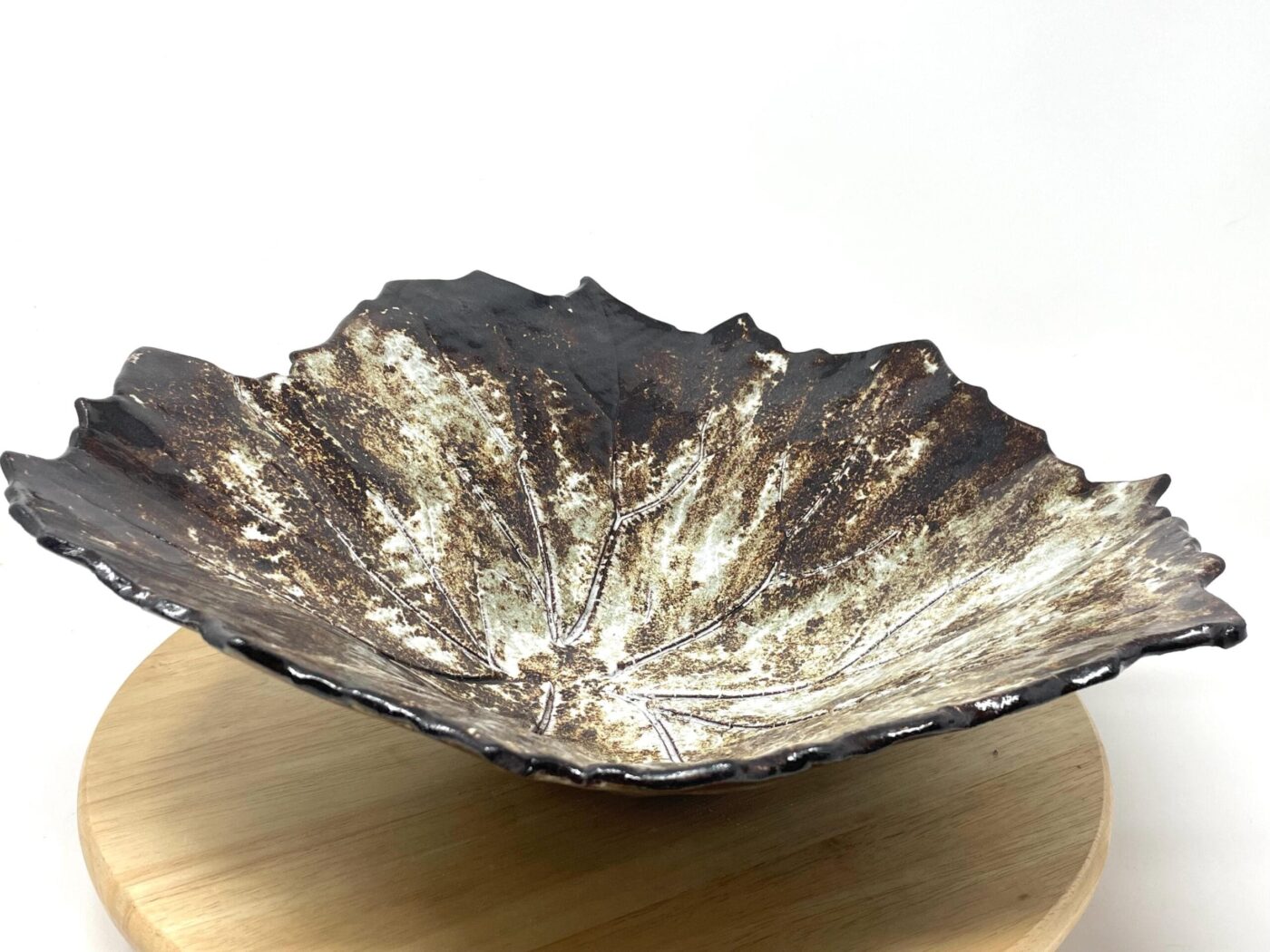 Pressed Leaf Terracotta Bowl — back view