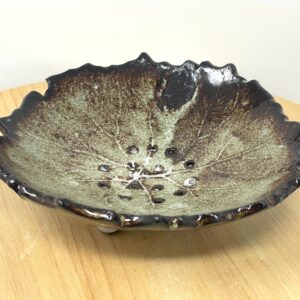 Handmade Ceramic Leaf Soap Dish | Real Leaf Impression | Rustic Bathroom Decor | Drainage Holes | Artisan Crafted