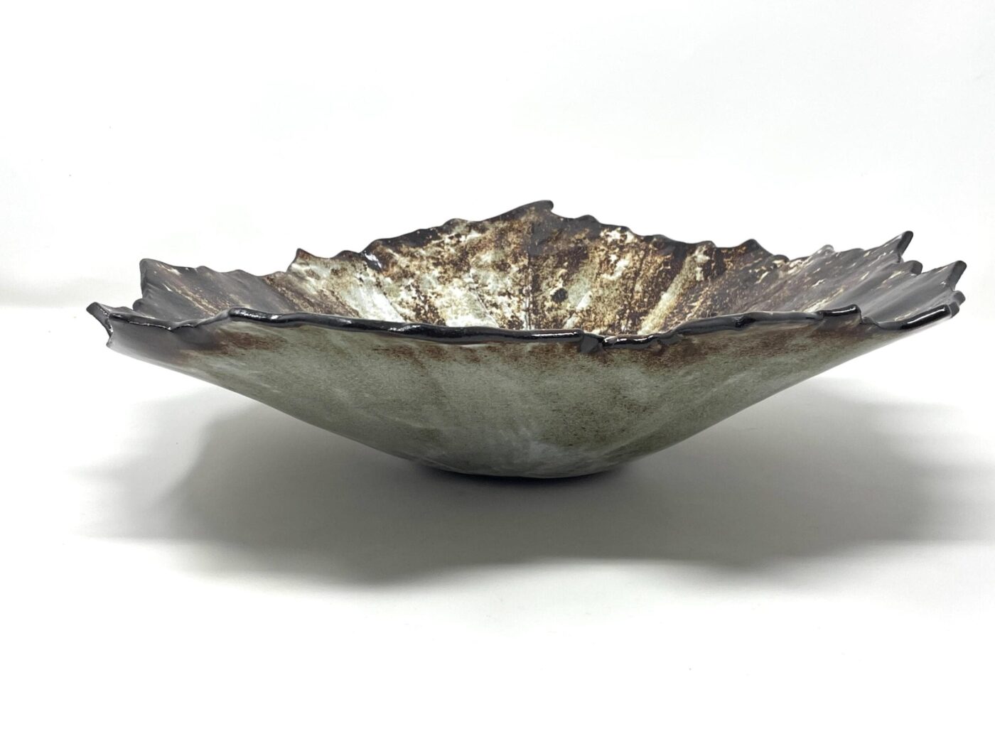 Pressed Leaf Terracotta Bowl — side view