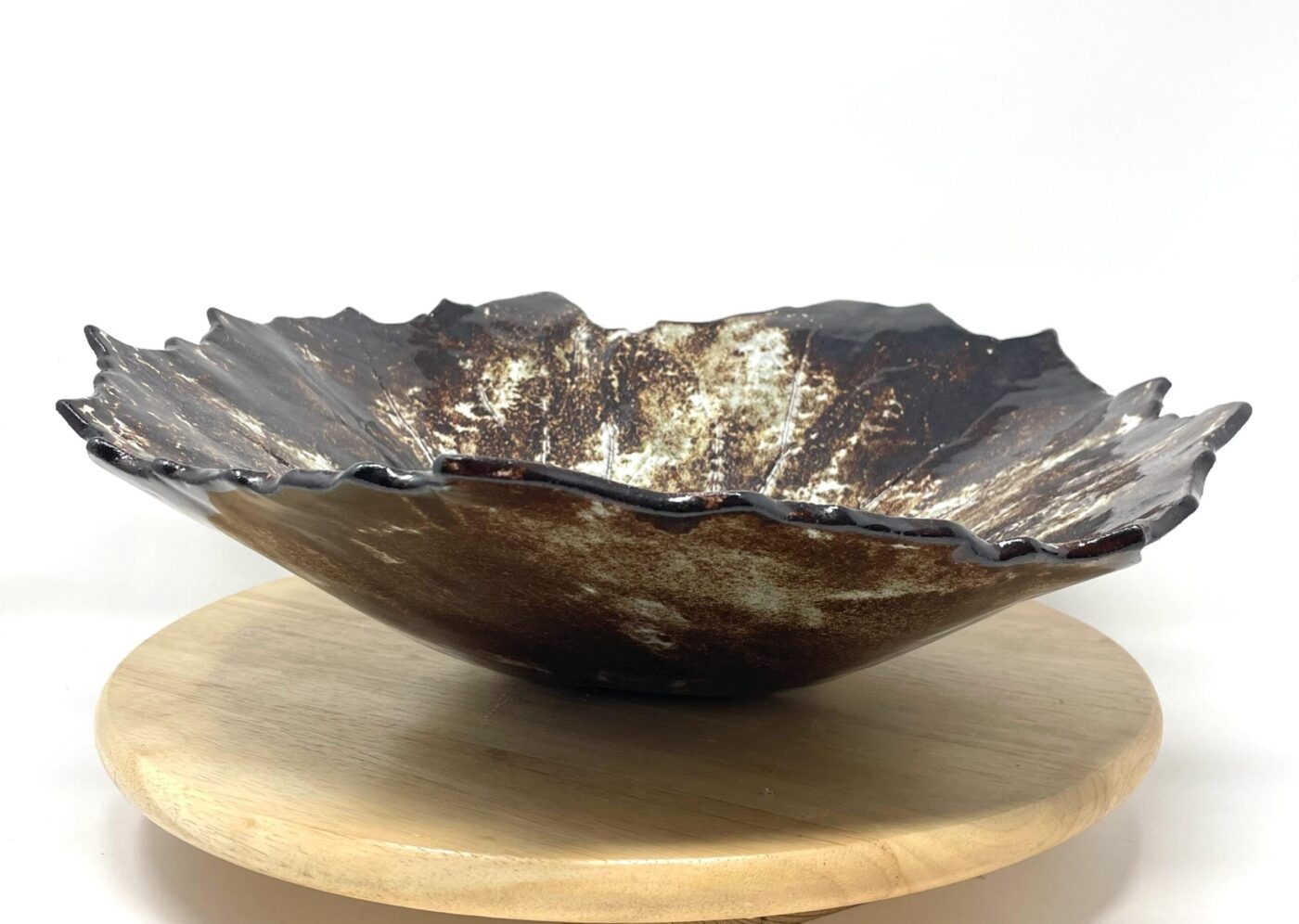 Pressed Leaf Terracotta Bowl — detail view