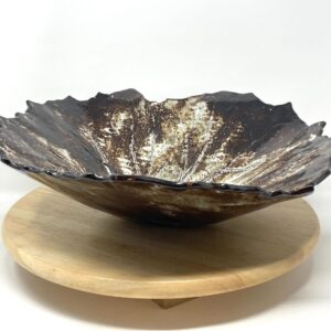 Large Handmade Ceramic Autumn Leaf Bowl | Real Leaf Impression | Rustic Home Decor | Terracotta Clay | One of a kind