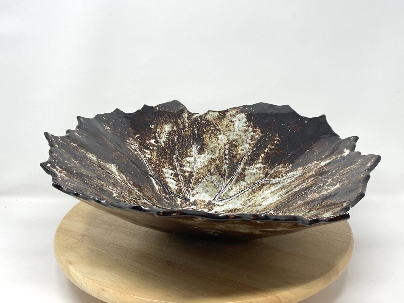 Pressed Leaf Terracotta Bowl — alternate angle