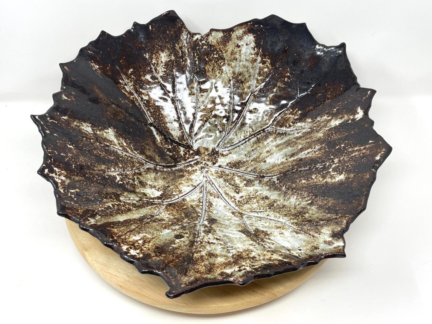 Pressed Leaf Terracotta Bowl — scale view
