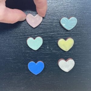 Pastel Ceramic Heart Magnets - Set of 6 Mini Love Hearts