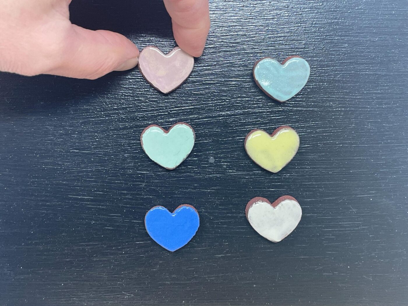 il_fullxfull.6610195692_ah6s.jpg Pastel Mini Heart Ceramic Magnets, Set of 6