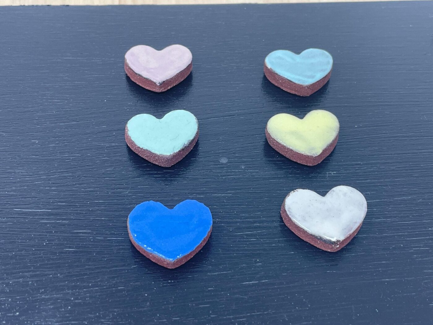 Pastel Mini Heart Ceramic Magnets, Set of 6 — close-up