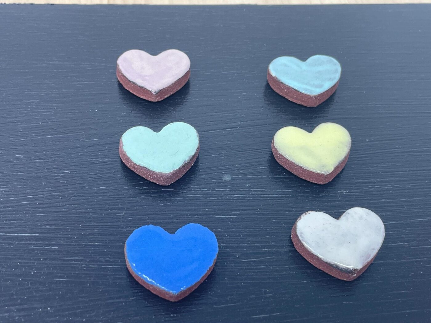 Pastel Mini Heart Ceramic Magnets, Set of 6 — back view