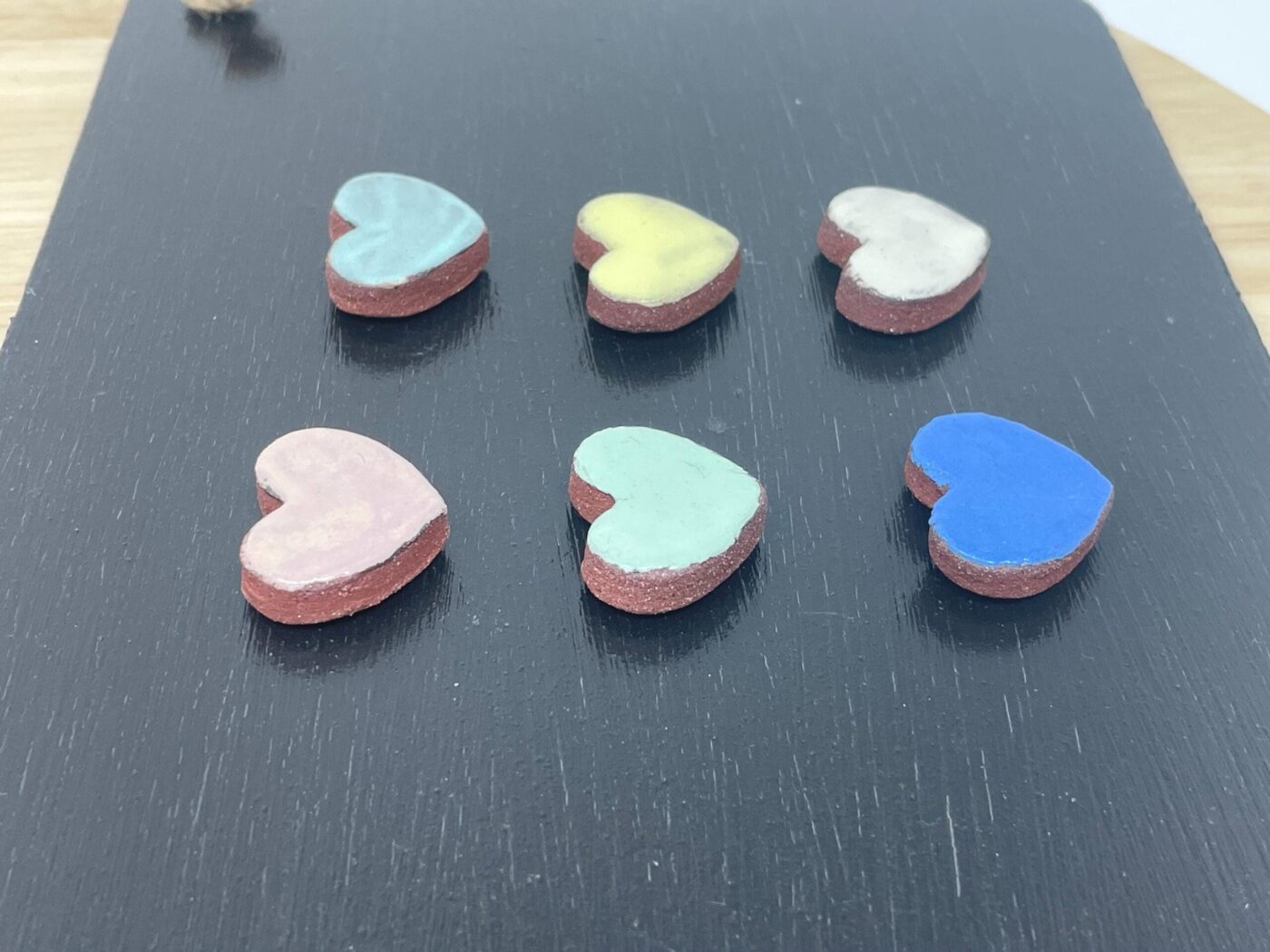 Pastel Mini Heart Ceramic Magnets, Set of 6 — in use