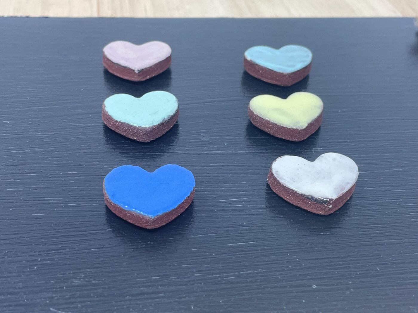 Pastel Mini Heart Ceramic Magnets, Set of 6 — side view