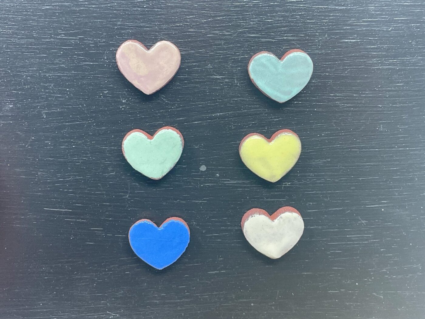 Pastel Mini Heart Ceramic Magnets, Set of 6 — alternate angle