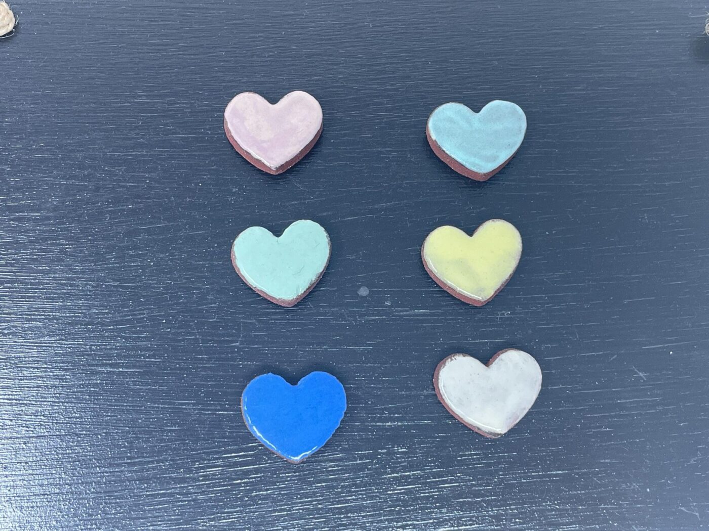 Pastel Mini Heart Ceramic Magnets, Set of 6 — detail view