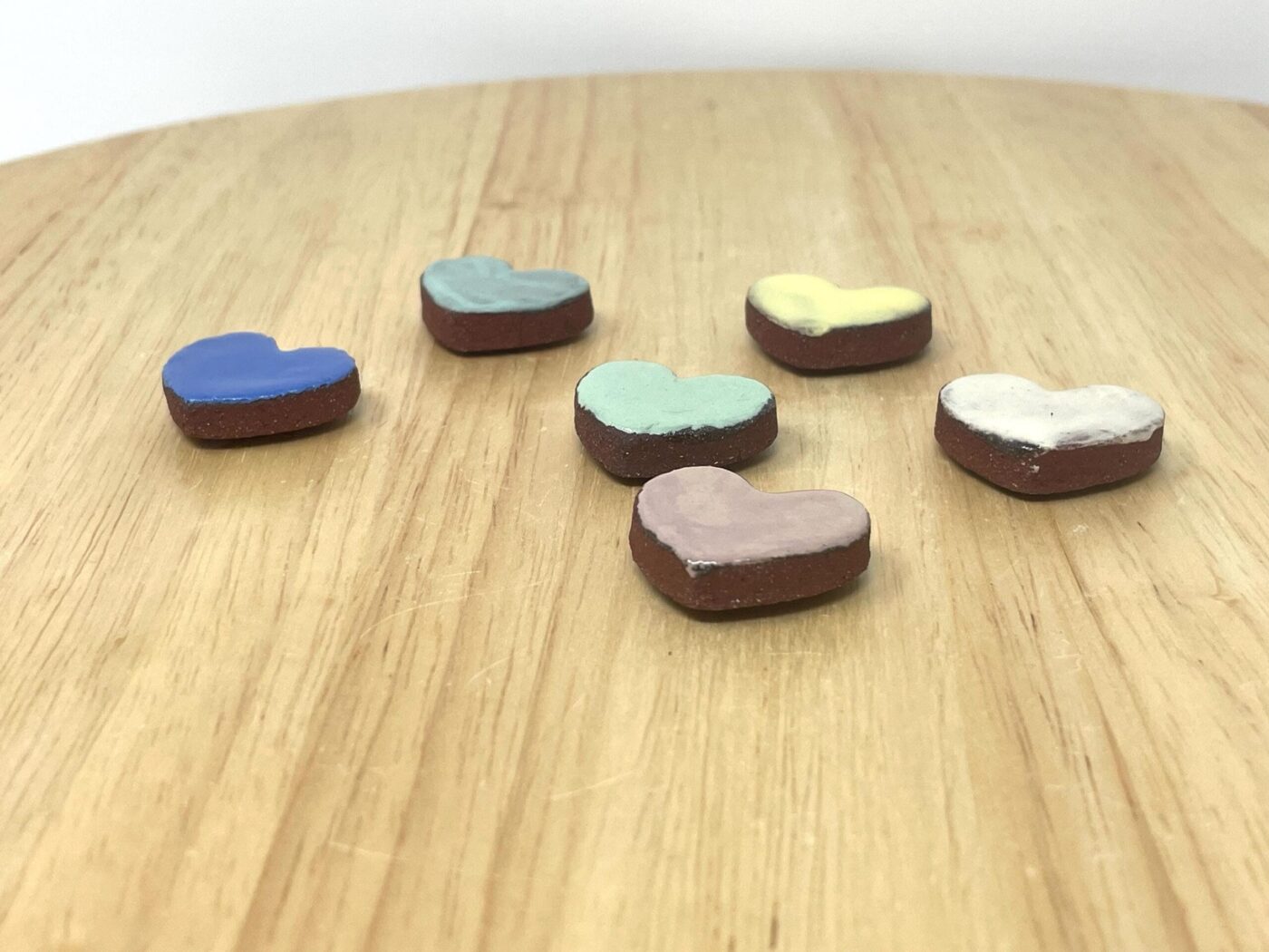 Pastel Mini Heart Ceramic Magnets, Set of 6 — scale view
