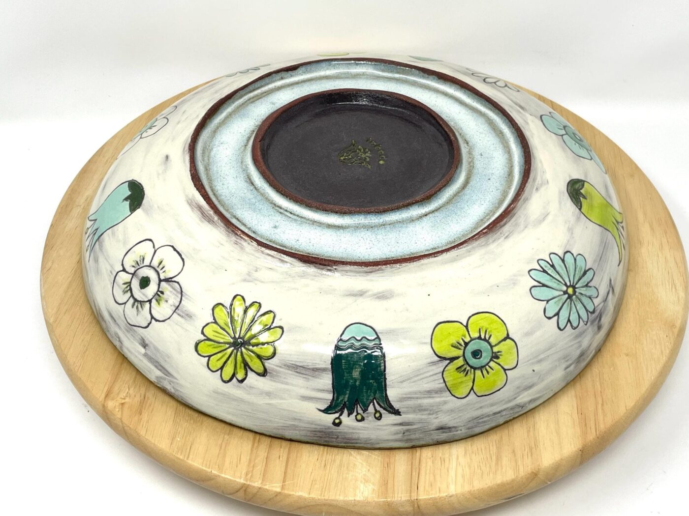 Sgraffito Floral Serving Bowl