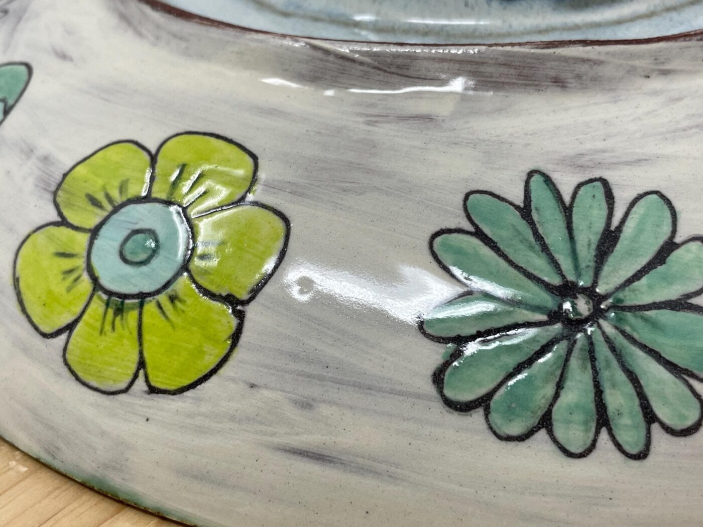 Sgraffito Floral Serving Bowl — styling detail