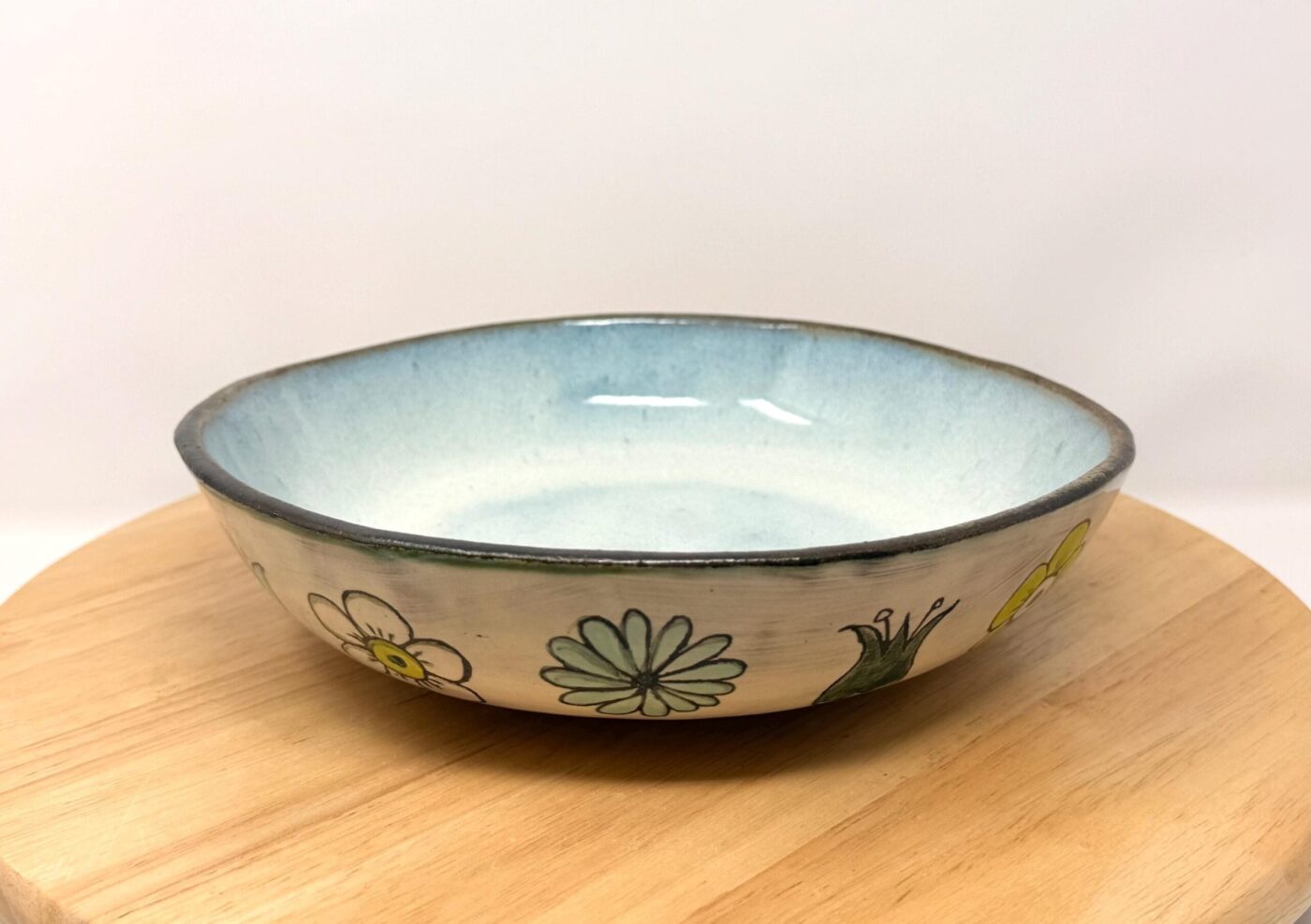 Sgraffito Floral Pasta Bowl — alternate angle