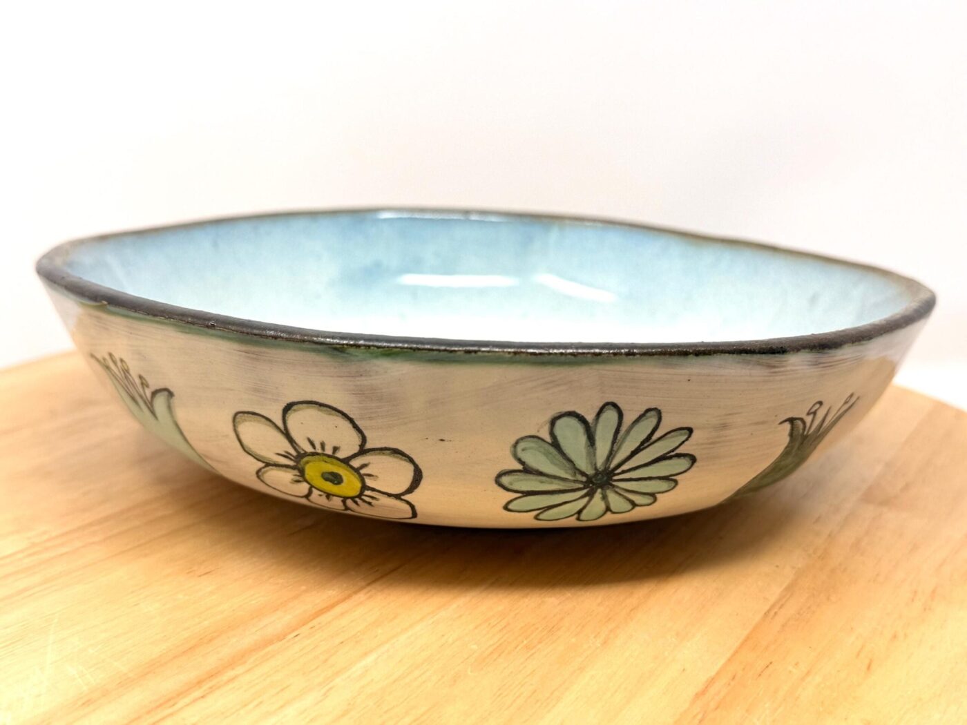 Sgraffito Floral Pasta Bowl — detail view