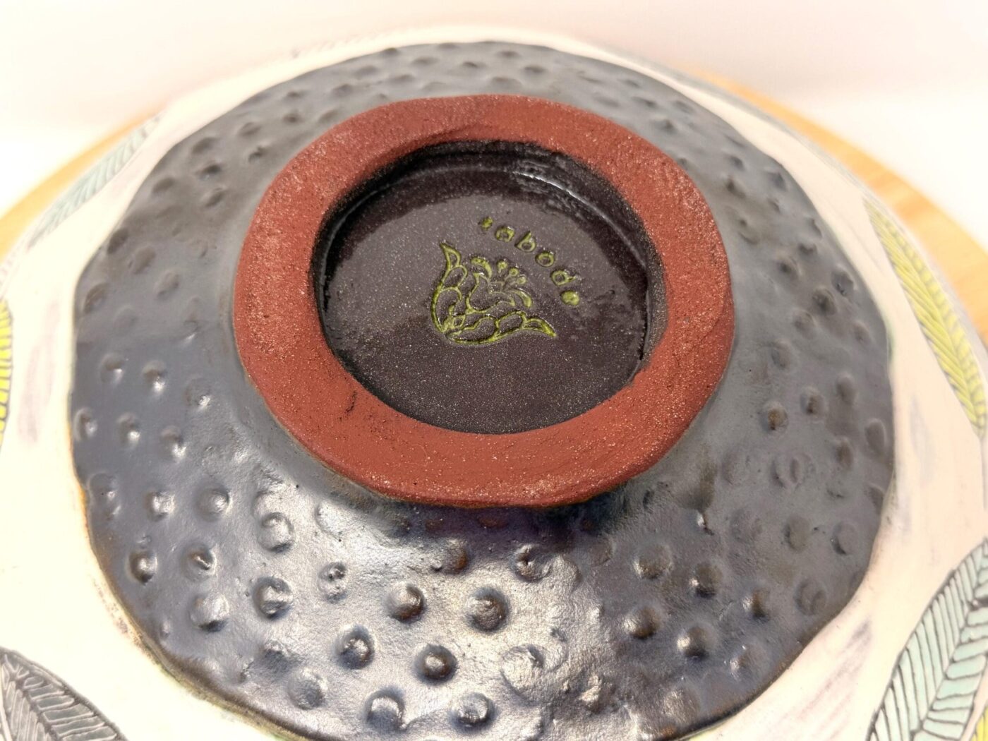 Botanical Bowl — Reactive Blue & Painted Florals (II) — side view