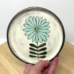 Rustic Terracotta Small Plate | Handmade Ceramic Dish | Floral Sgraffito Design