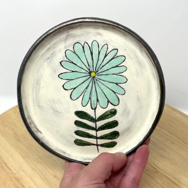 Rustic Terracotta Small Plate | Handmade Ceramic Dish | Floral Sgraffito Design