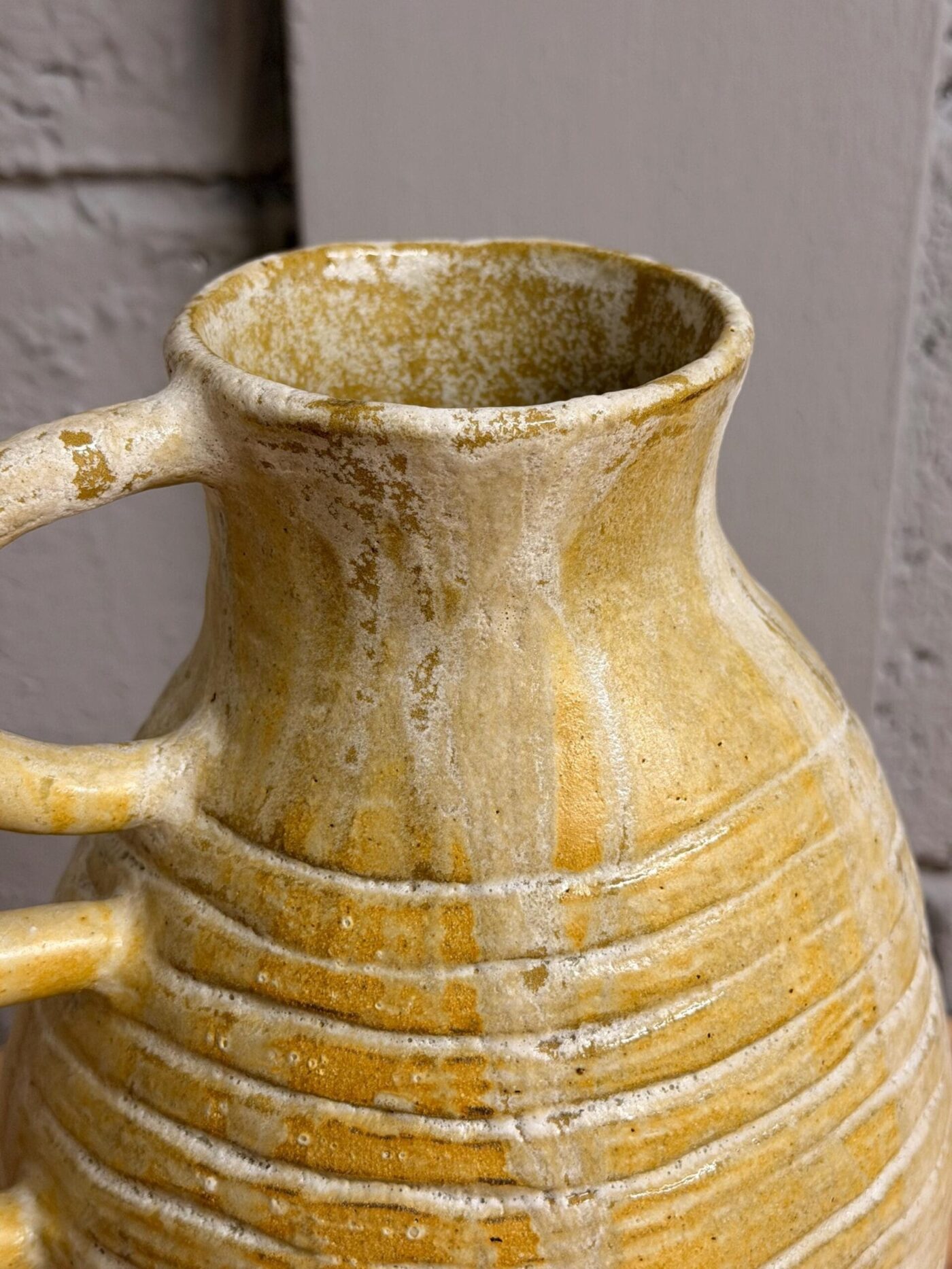 Golden Brown Tall Coiled Vase (28cm) — side view