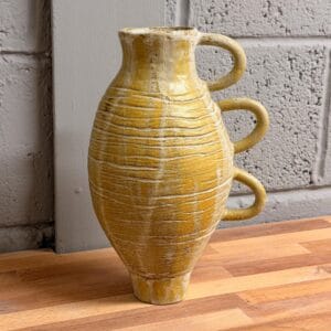 Handmade Vase Golden Brown Tall Coiled Ceramic Pottery - One of a kind Home Decor Art