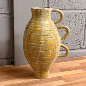 Handmade Vase Golden Brown Tall Coiled Ceramic Pottery - One of a kind Home Decor Art
