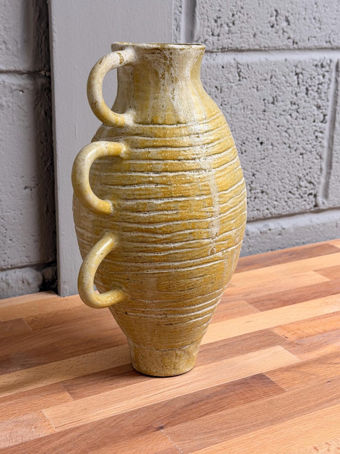 Golden Brown Tall Coiled Vase (28cm) — close-up