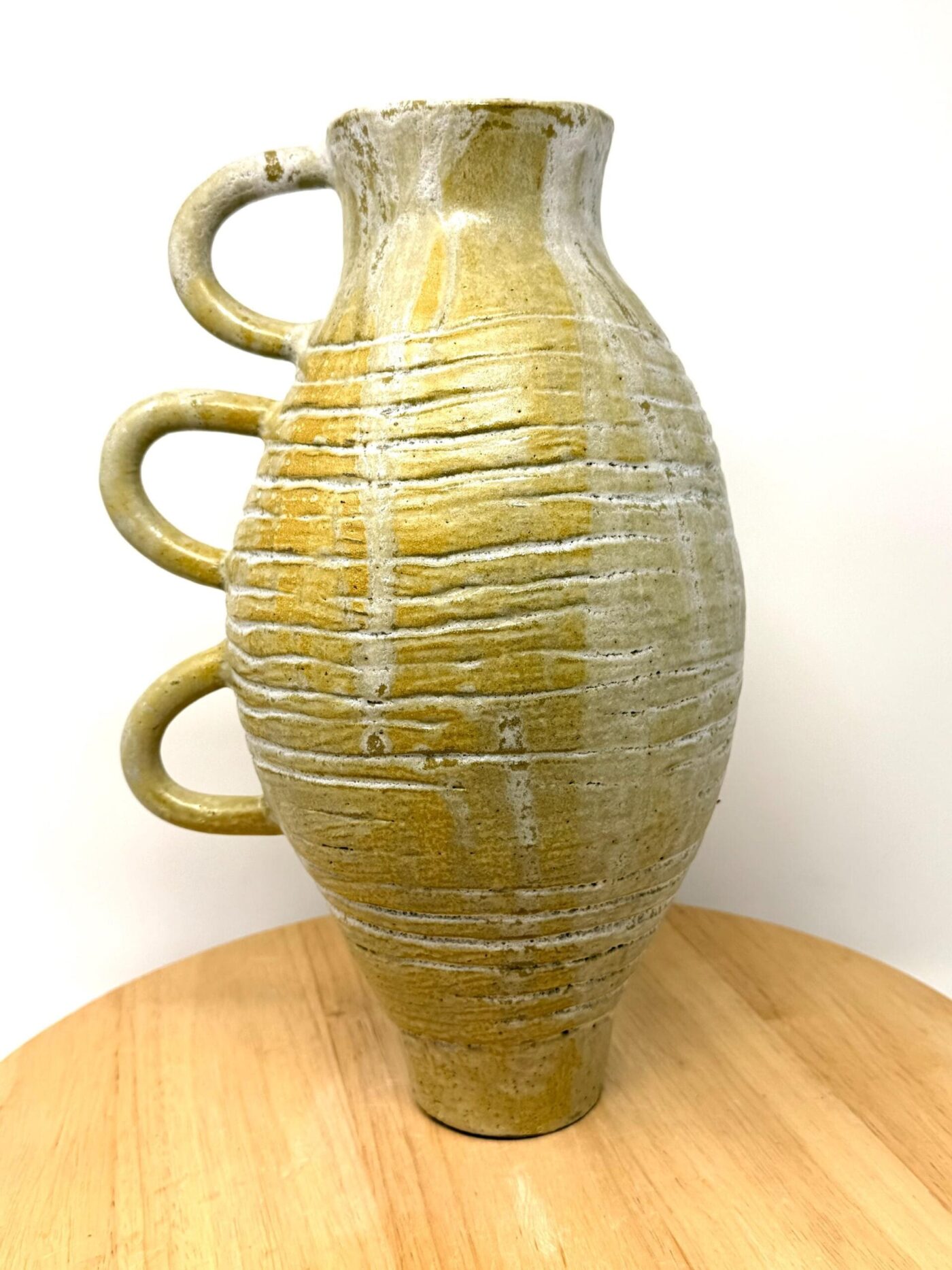 Golden Brown Tall Coiled Vase (28cm) — in use