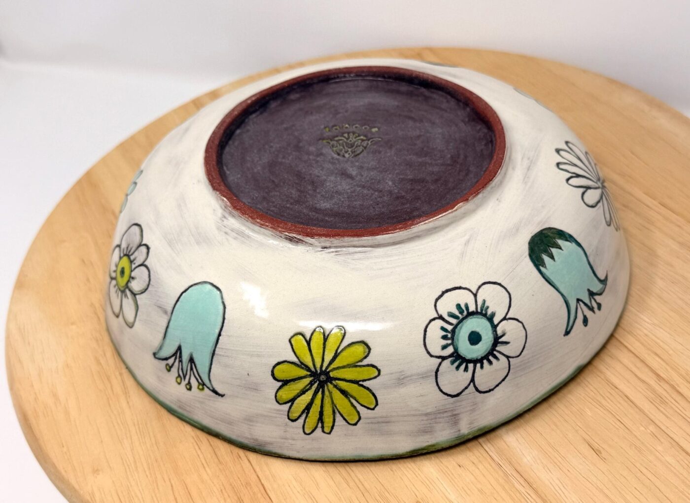 Sgraffito Floral Pasta Bowl