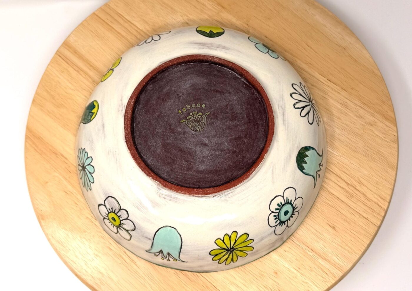Sgraffito Floral Pasta Bowl — side view