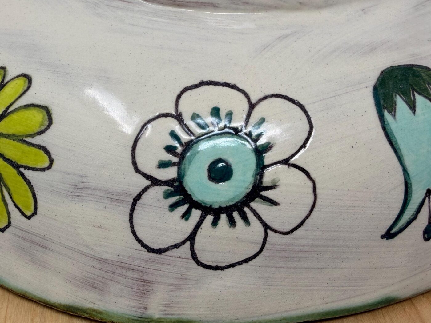 Sgraffito Floral Pasta Bowl — scale view