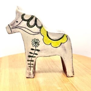 Handmade Miniature Dala Horse | Swedish Folk Art Decor | Ceramic Figurine | Scandinavian Design | Unique Gift | Collectible Home Accent