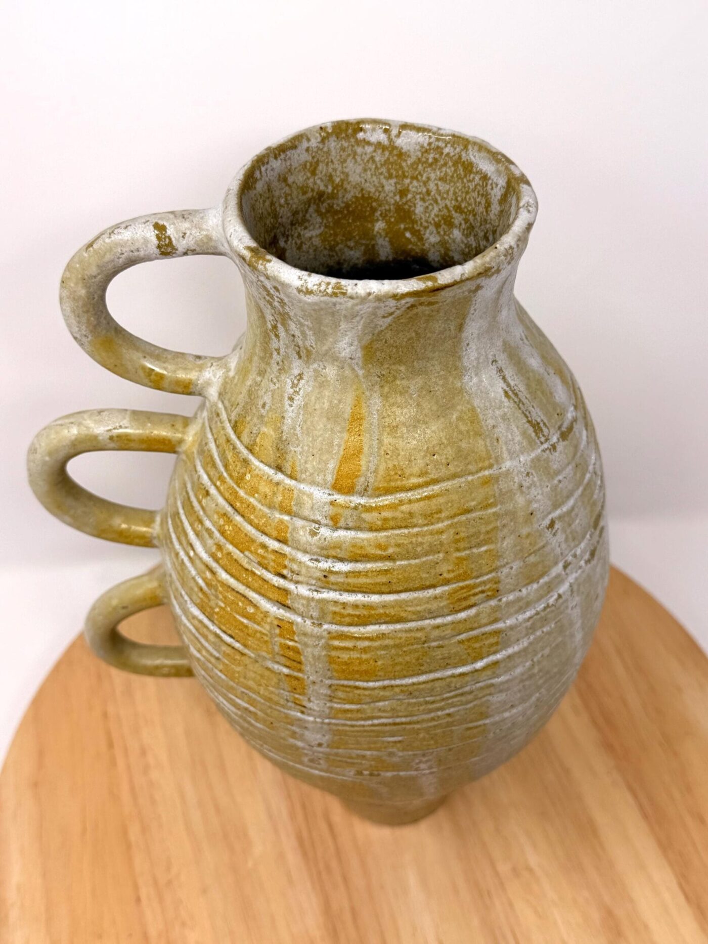 Golden Brown Tall Coiled Vase (28cm) — back view