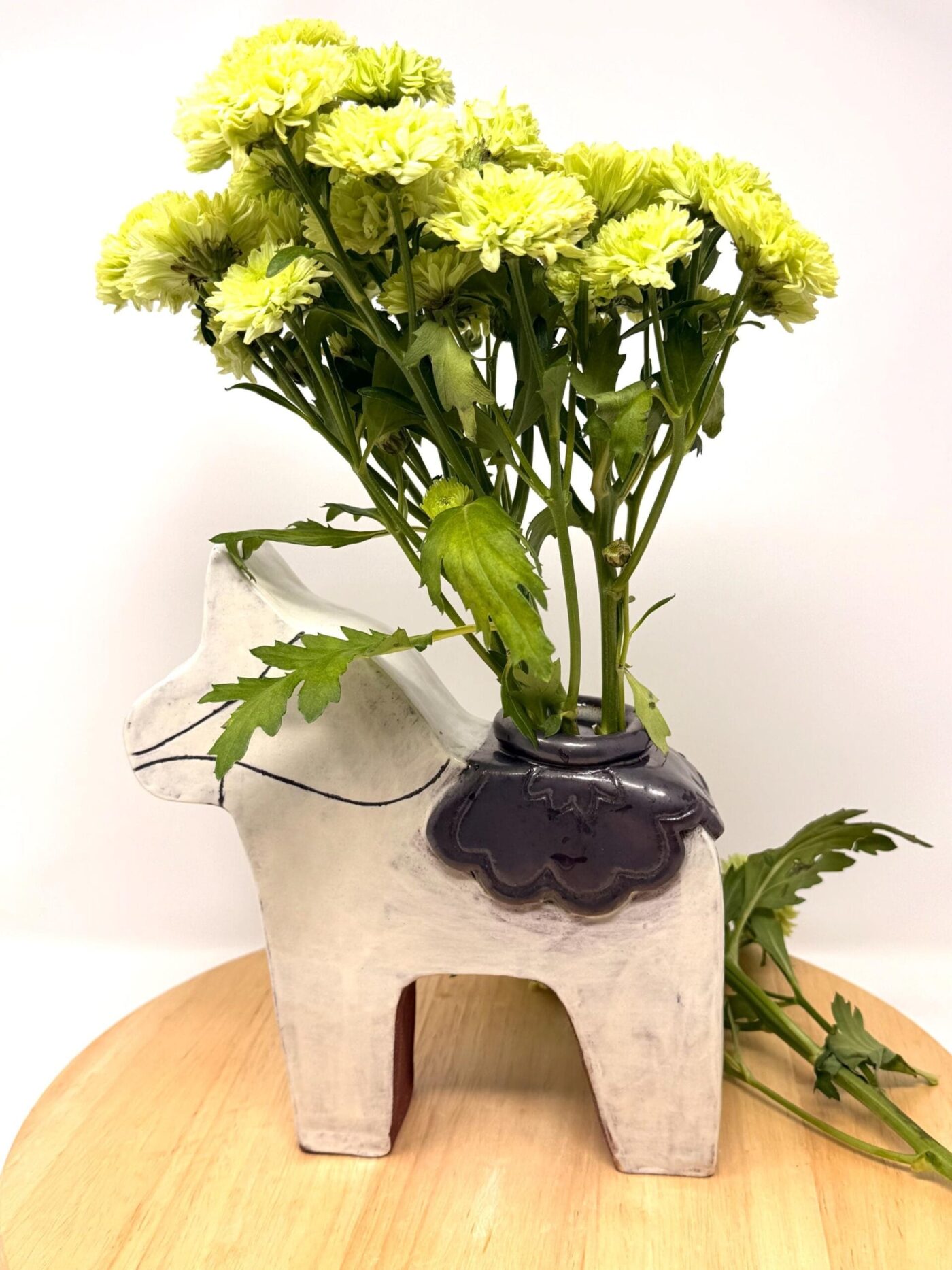 Dala Horse Terracotta Vase — back view