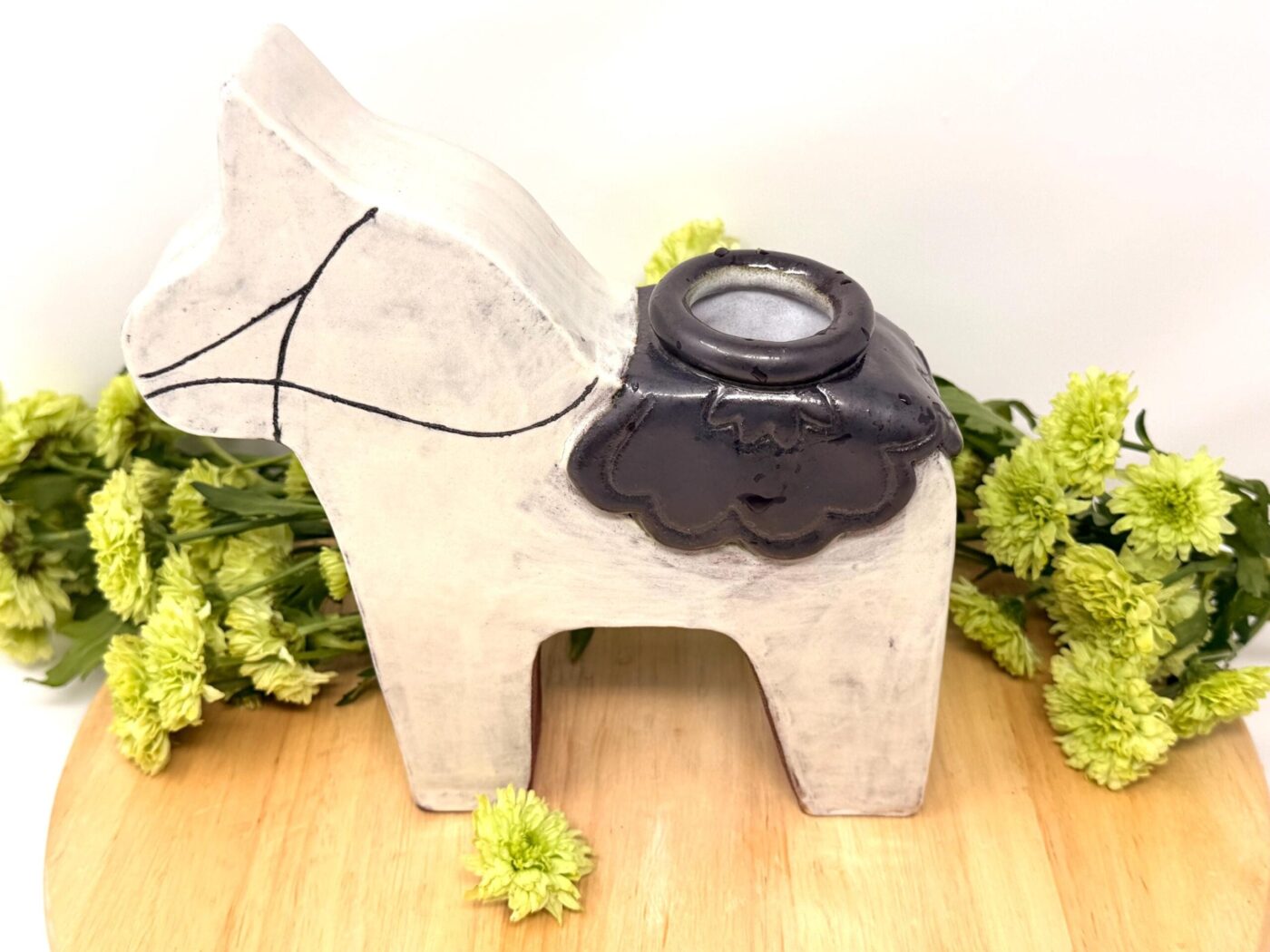 Dala Horse Terracotta Vase — in use