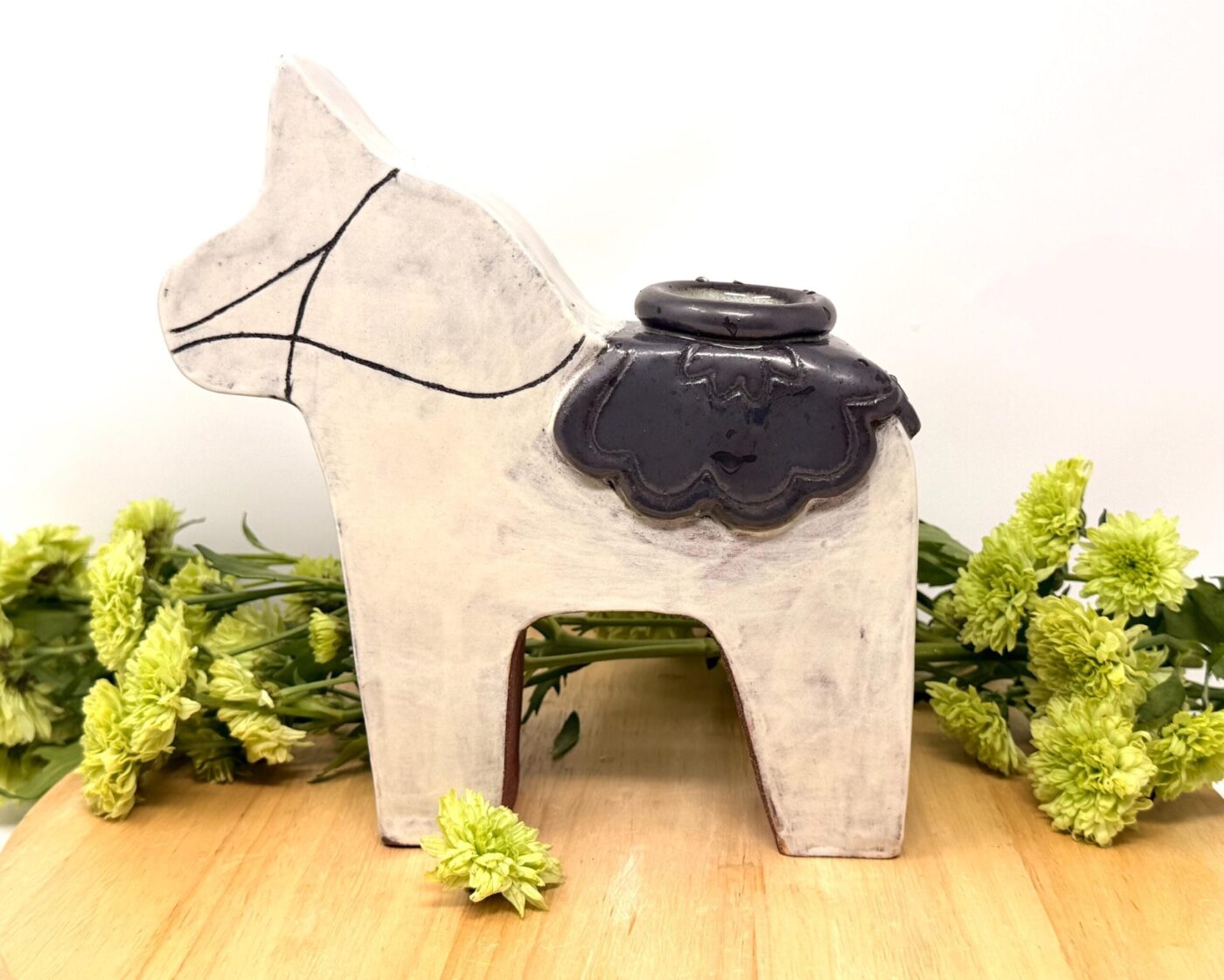Dala Horse Terracotta Vase — top view