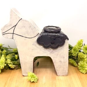 Handmade DALA Horse Vase: Rustic Terracotta Ceramic Flower Holder