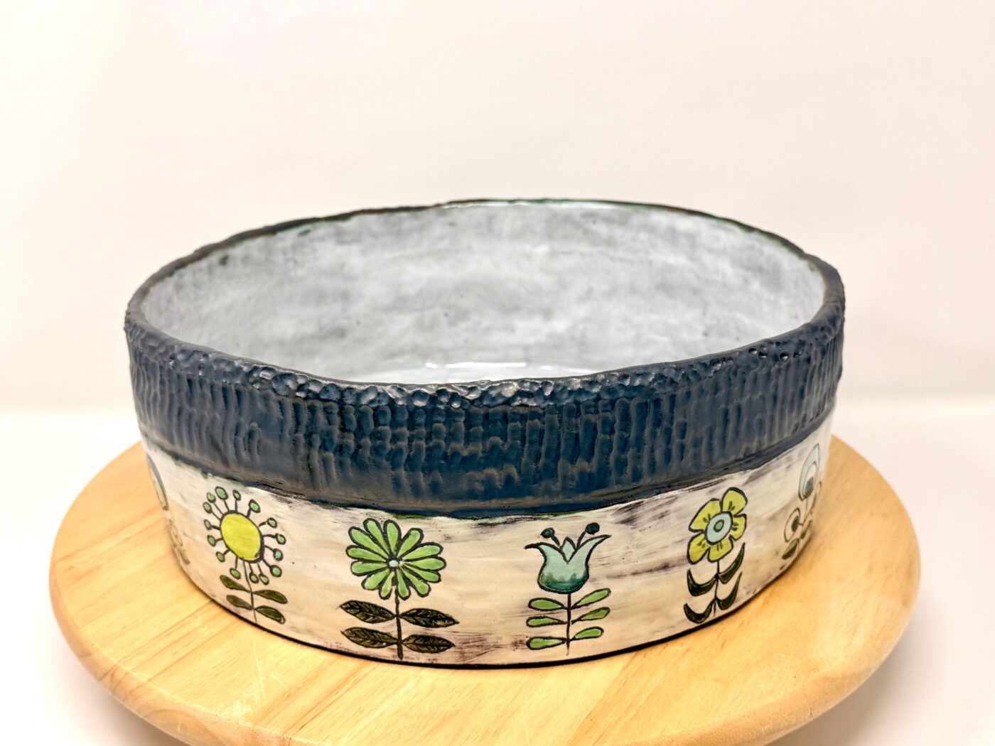 Handmade Folk Art Ceramic Bowl | Sgraffito Floral Terracotta Serving Dish (5 of 15) -- Fabode Ceramics