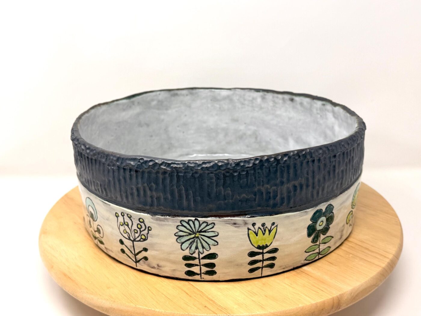 Handmade Folk Art Ceramic Bowl | Sgraffito Floral Terracotta Serving Dish (8 of 15) -- Fabode Ceramics