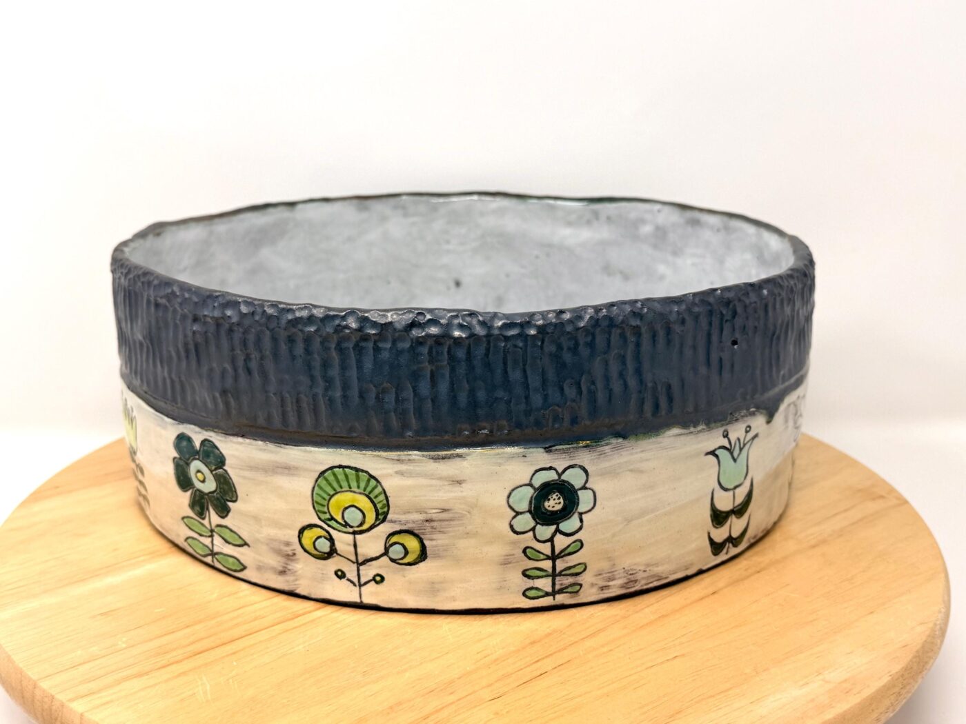 Handmade Folk Art Ceramic Bowl | Sgraffito Floral Terracotta Serving Dish (12 of 15) -- Fabode Ceramics