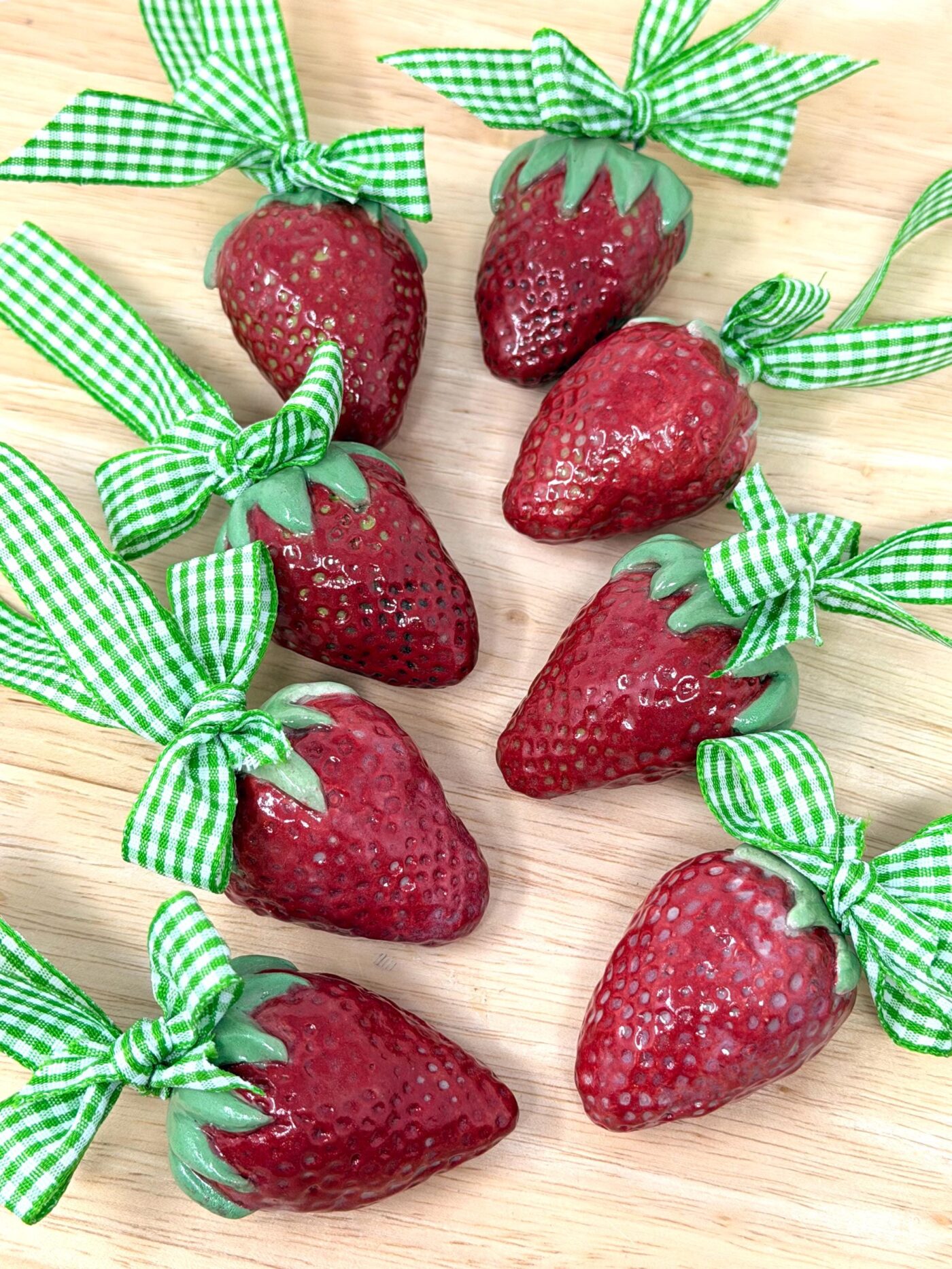 Handmade Ceramic Strawberry Ornament | Hand Painted Folk Art Pottery Decoration (5 of 14) -- Fabode Ceramics