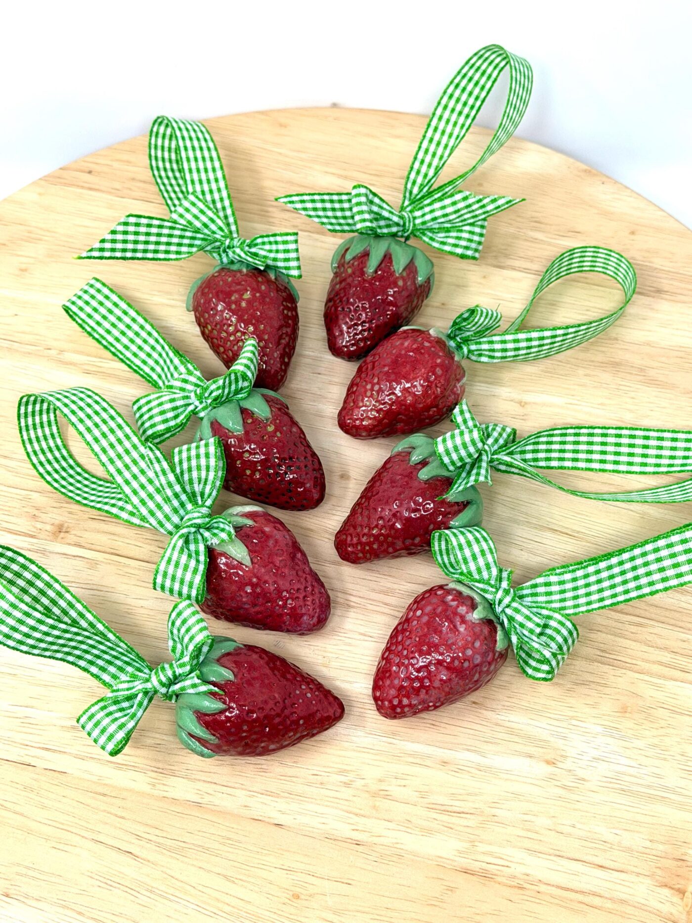 Handmade Ceramic Strawberry Ornament | Hand Painted Folk Art Pottery Decoration (7 of 14) -- Fabode Ceramics