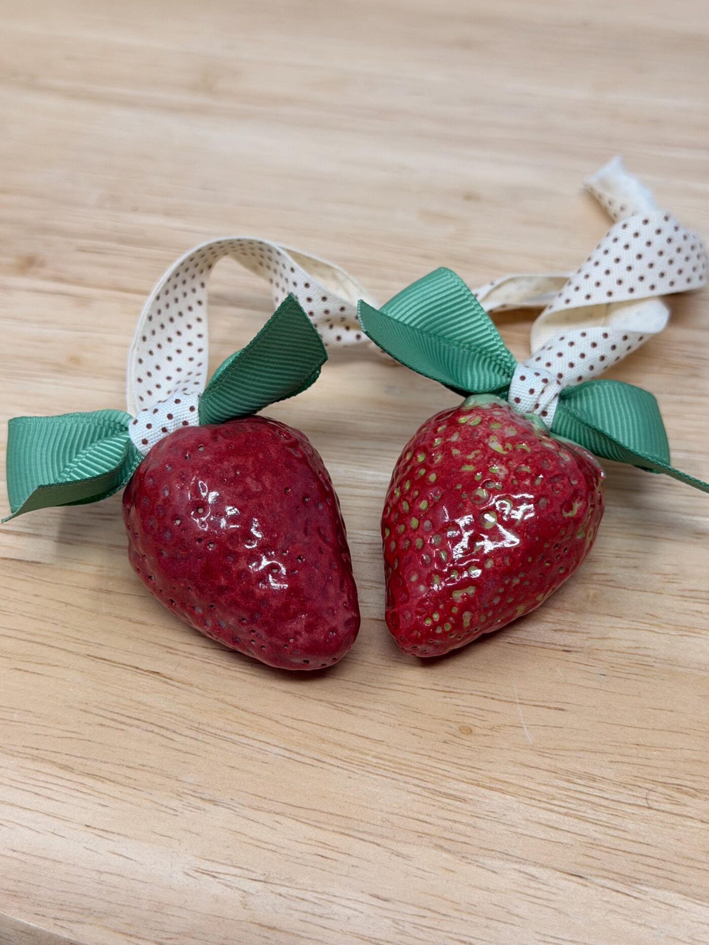 Handmade Ceramic Strawberry Ornament | Hand Painted Pottery Fruit Decoration (2 of 12) -- Fabode Ceramics