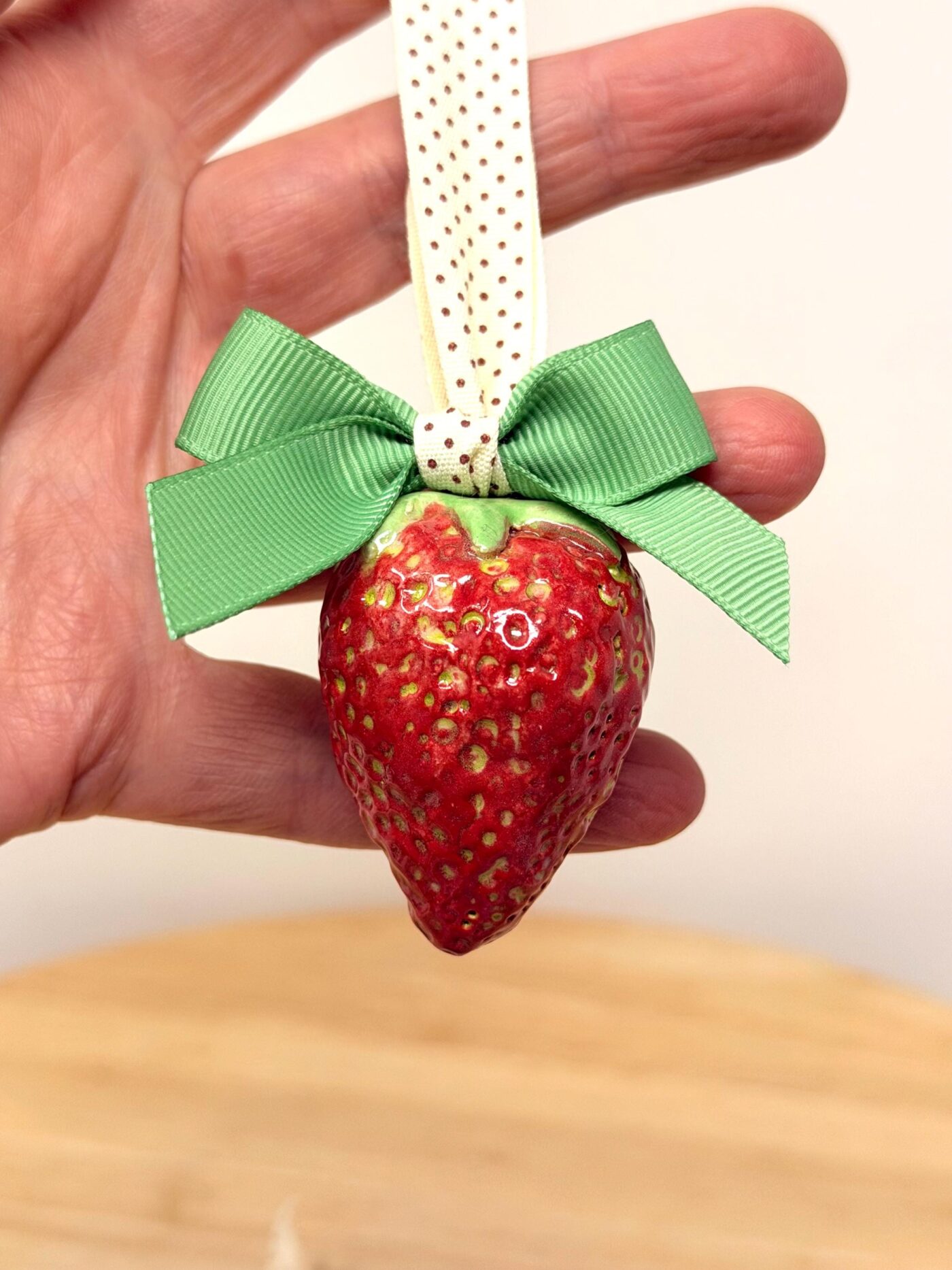 Handmade Ceramic Strawberry Ornament | Hand Painted Pottery Fruit Decoration (1 of 12) -- Fabode Ceramics