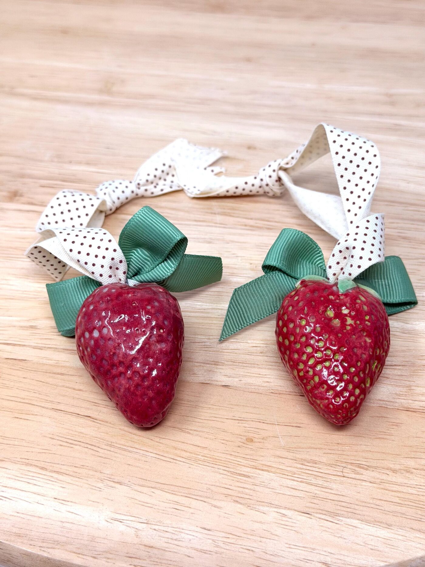 Handmade Ceramic Strawberry Ornament | Hand Painted Pottery Fruit Decoration (8 of 12) -- Fabode Ceramics