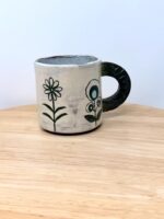 Handmade Ceramic Mug – Rustic Terracotta Stoneware with Folk Flower Sgraffito Design (4 of 16) -- Fabode Ceramics