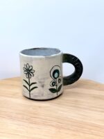 Handmade Ceramic Mug – Rustic Terracotta Stoneware with Folk Flower Sgraffito Design (5 of 16) -- Fabode Ceramics